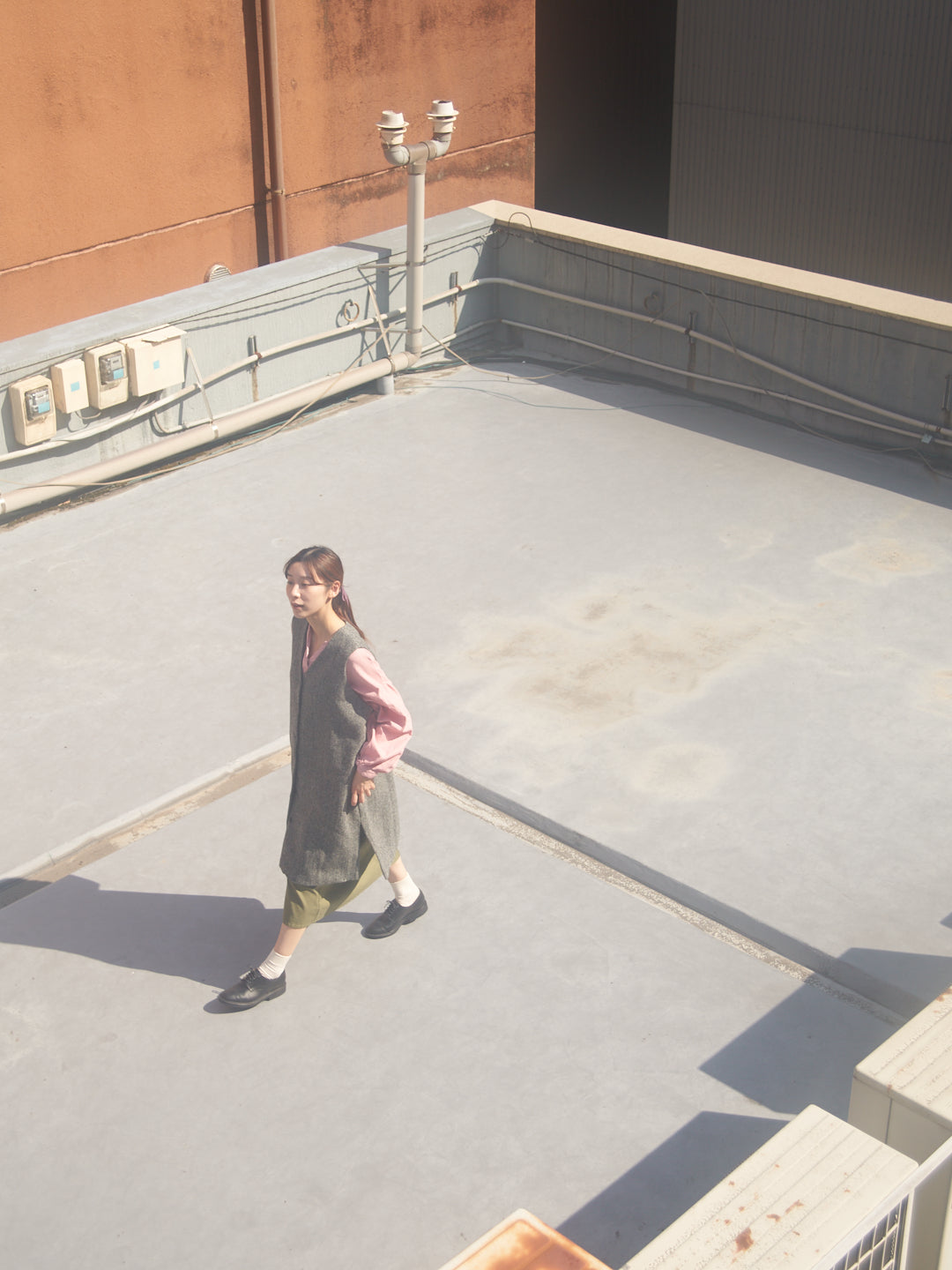 LILOU+LILY HARRIS TWEED LONG VEST 2407YJ-1005