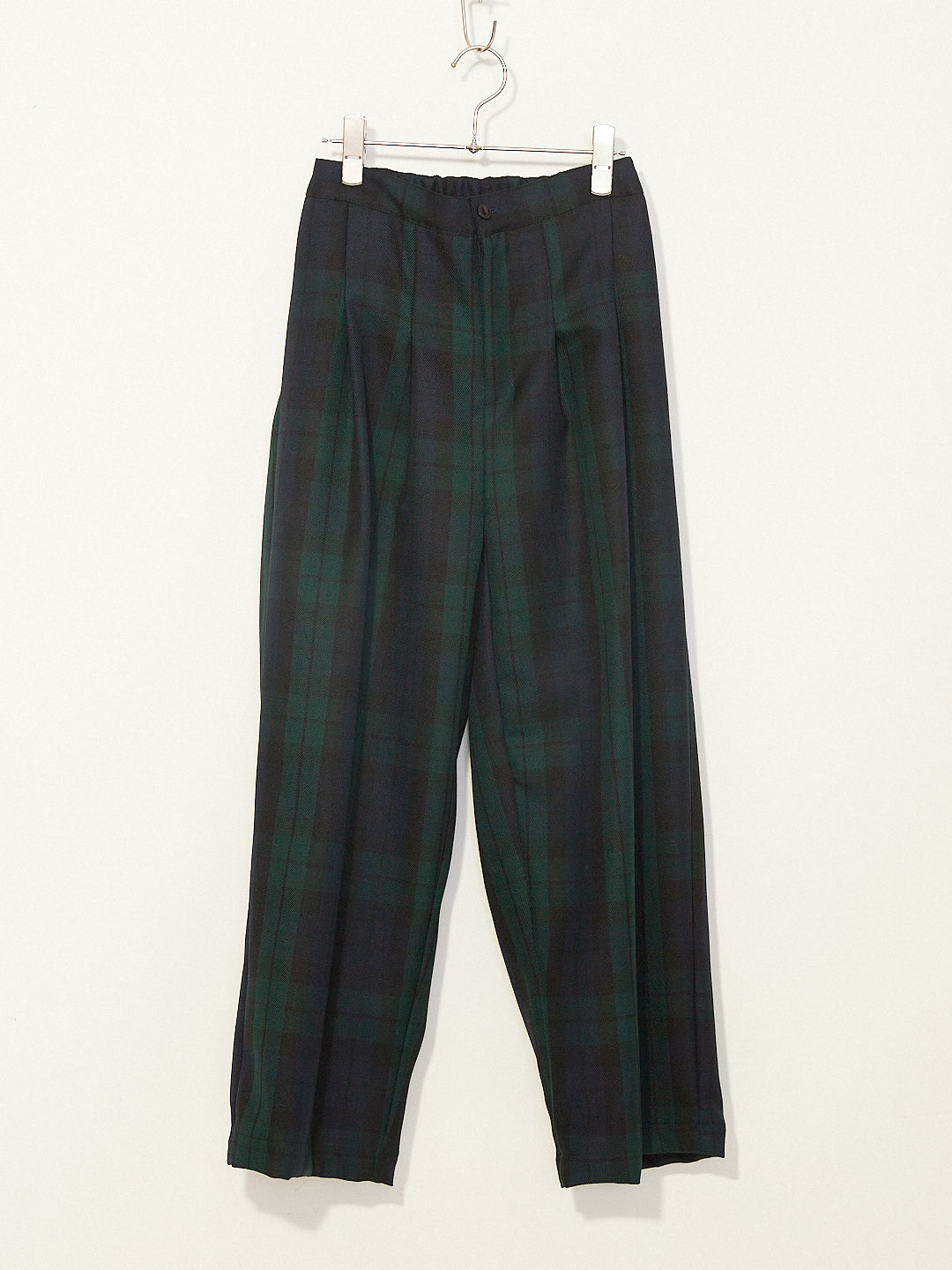 LILOU+LILY CRISPY WOOL/BLACK WATCH TUCK PANTS 2407YJ-1004
