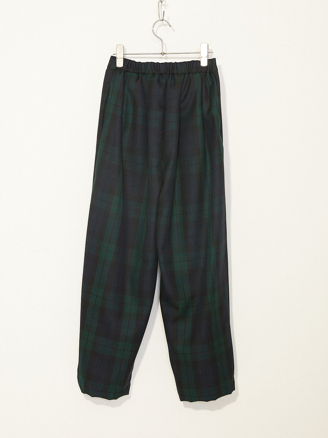 LILOU+LILY CRISPY WOOL/BLACK WATCH TUCK PANTS 2407YJ-1004