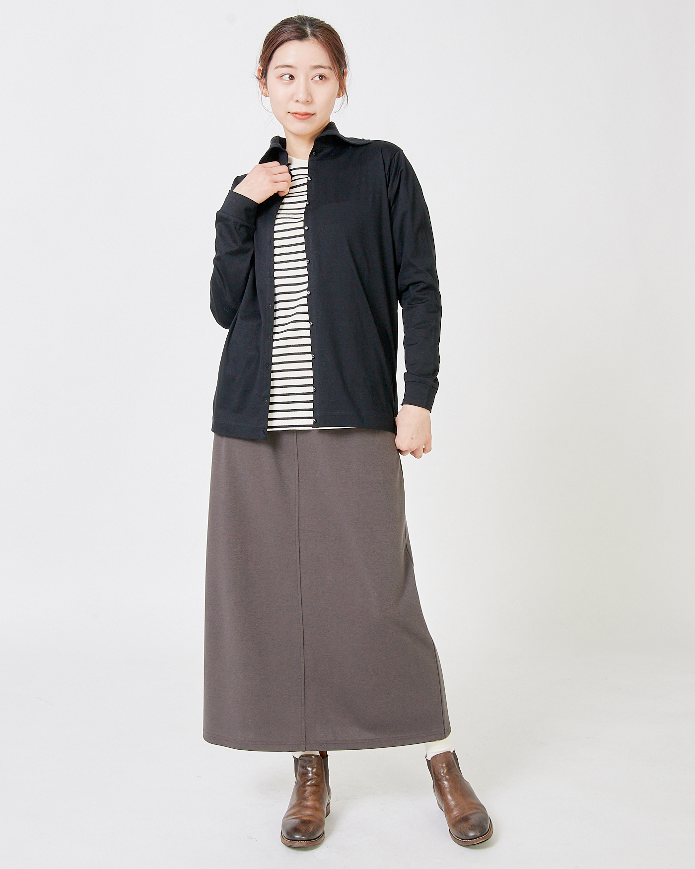 LILOU+LILY 60/2 SUPIMA COTTON TURTLE NECK CARDIGAN 2503FP-0710