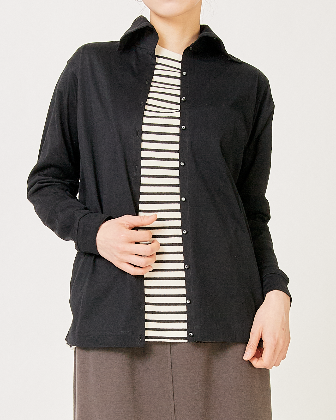 LILOU+LILY 60/2 SUPIMA COTTON TURTLE NECK CARDIGAN 2503FP-0710