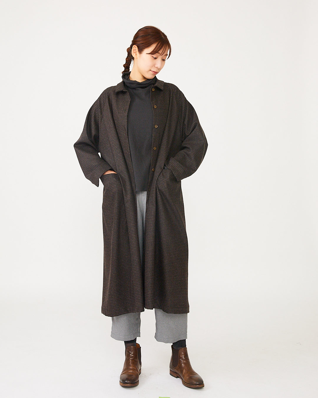 LILOU+LILY 1/14 RE:NEWOOL GUN CLUB CHECK CPO COAT 2405YJ-1021