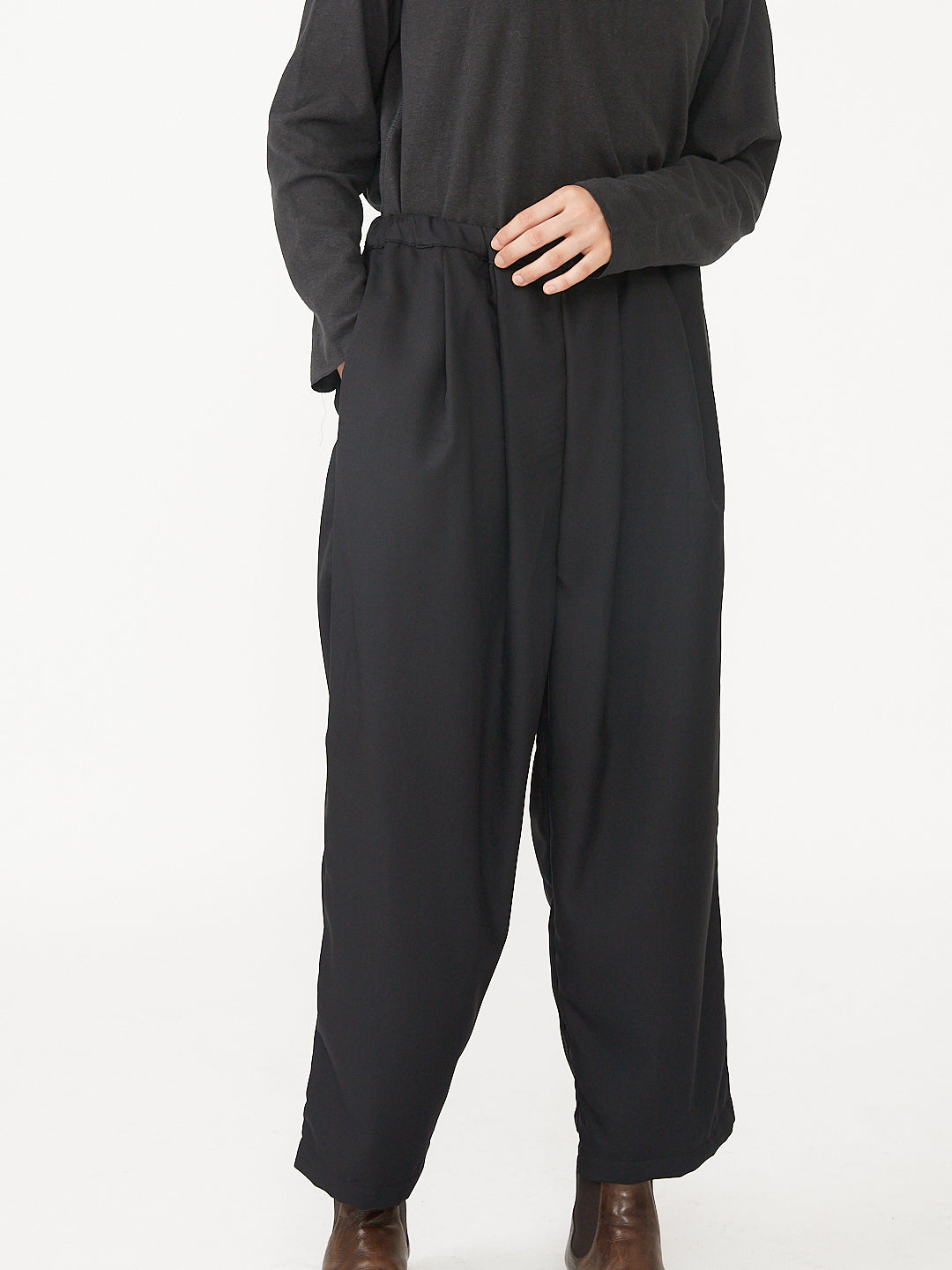 LILOU+LILY WOOLY POLYESTER NATURAL STRETCH WIDE PANTS 2405TS-0924