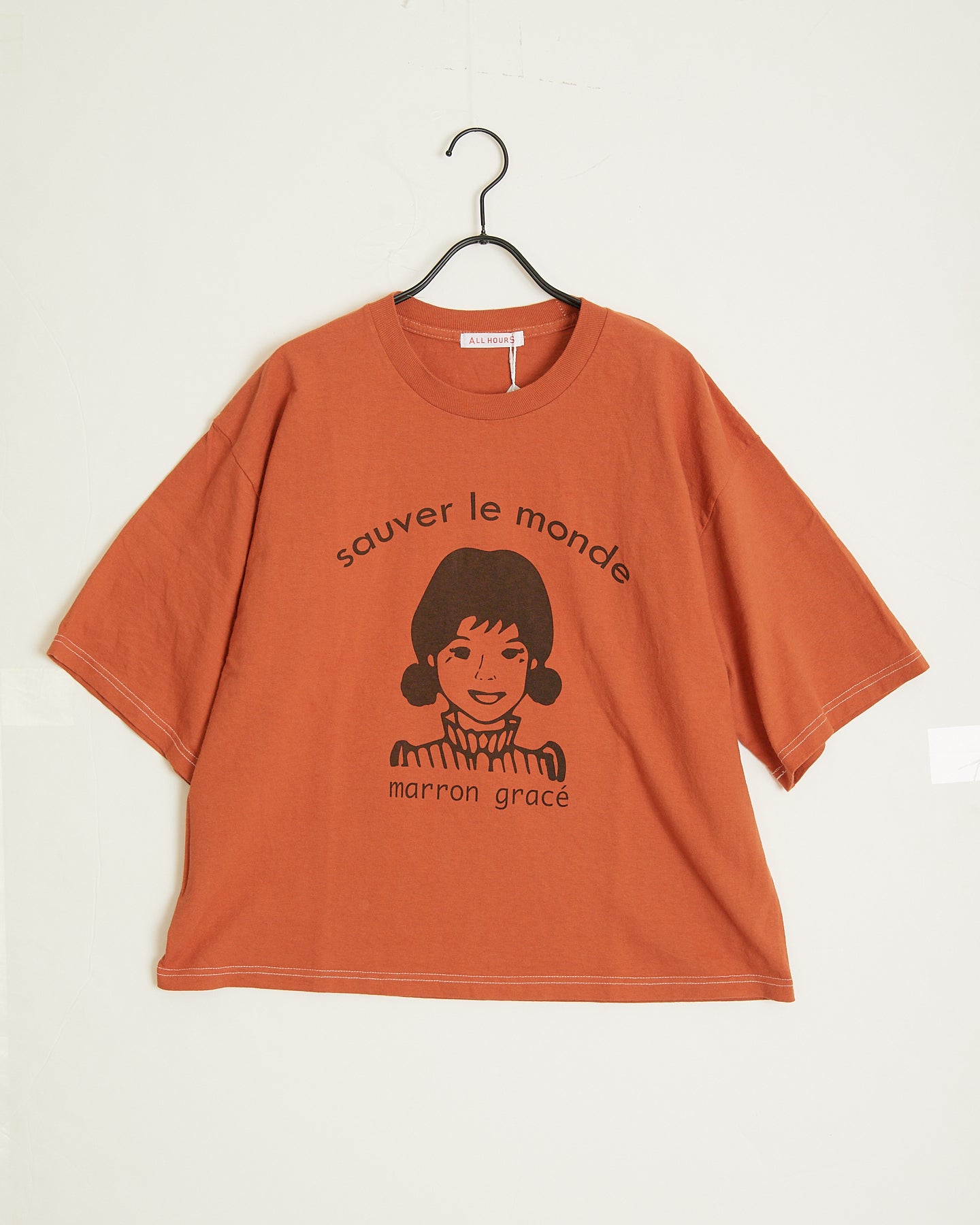ALL HOURS 6OZ MIDI WEGHT GARMENT DYED "sauver le monde" AH403-0713