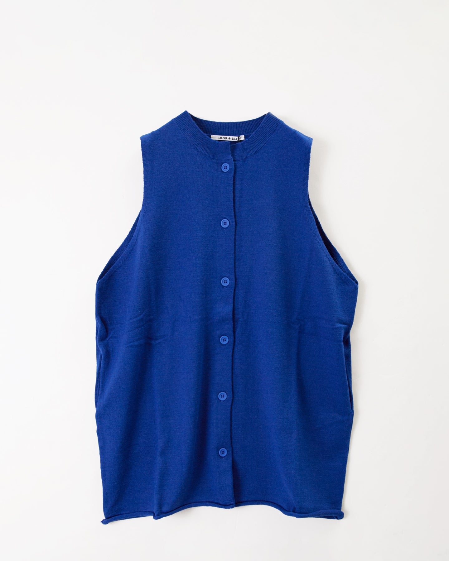 LILOU+LILY HIGHT GAUGE KNIT LONG VEST 2405YO-0919