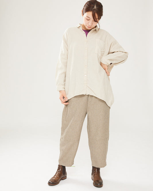 LILOU+LILY COTTON/WOOL garment dyed WIDE SHIRTS 2403YJ-0801