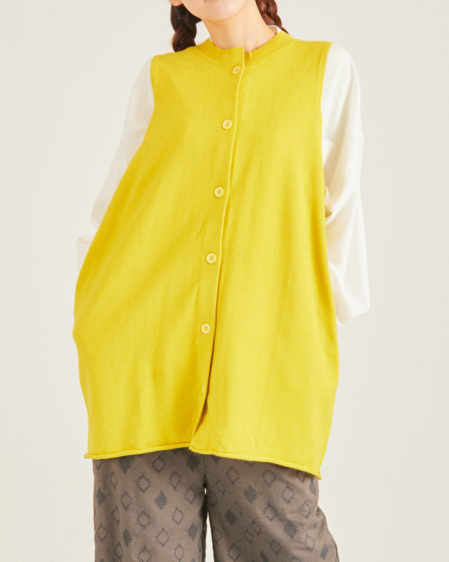 LILOU+LILY HIGHT GAUGE KNIT LONG VEST 2405YO-0919