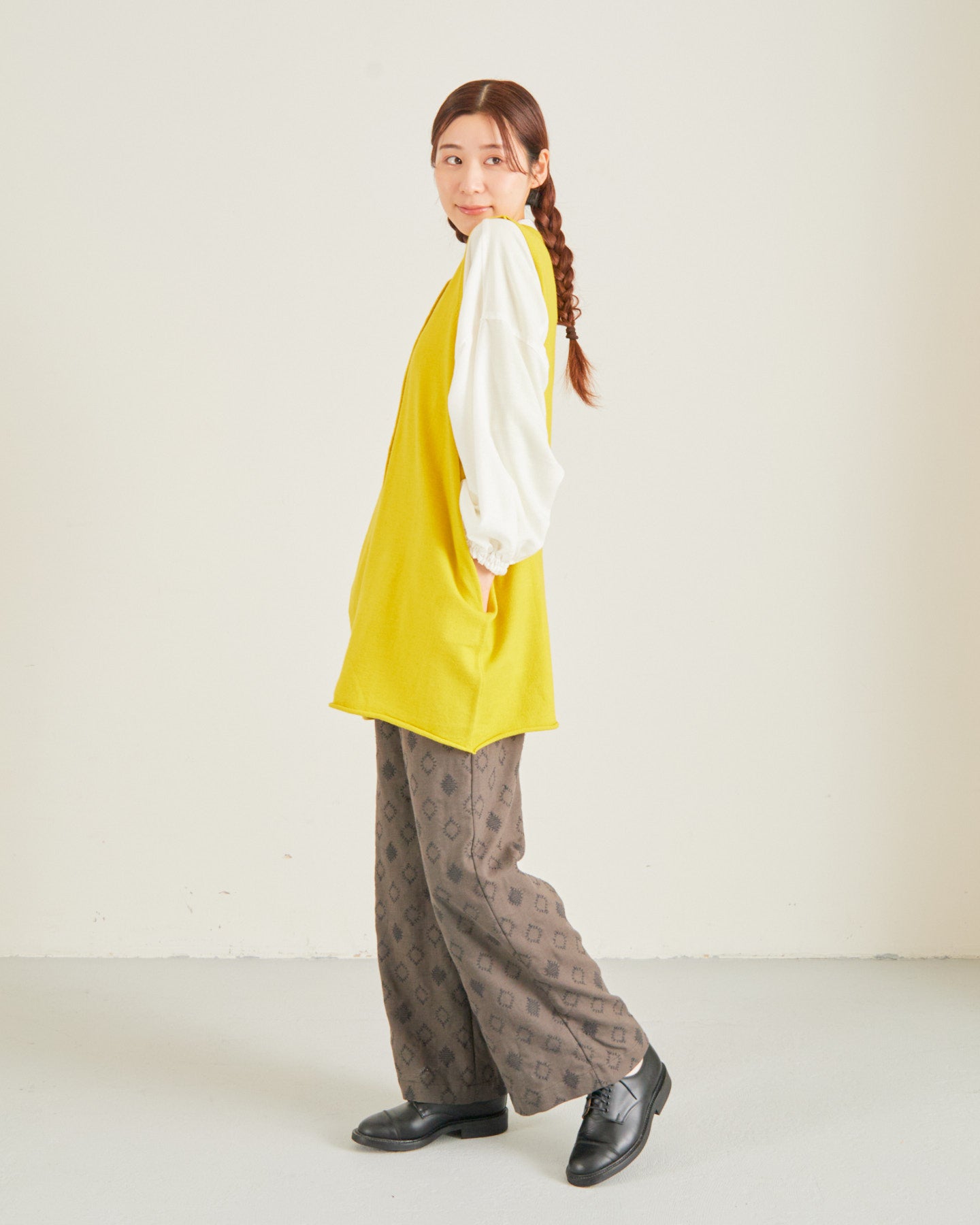 LILOU+LILY HIGHT GAUGE KNIT LONG VEST 2405YO-0919