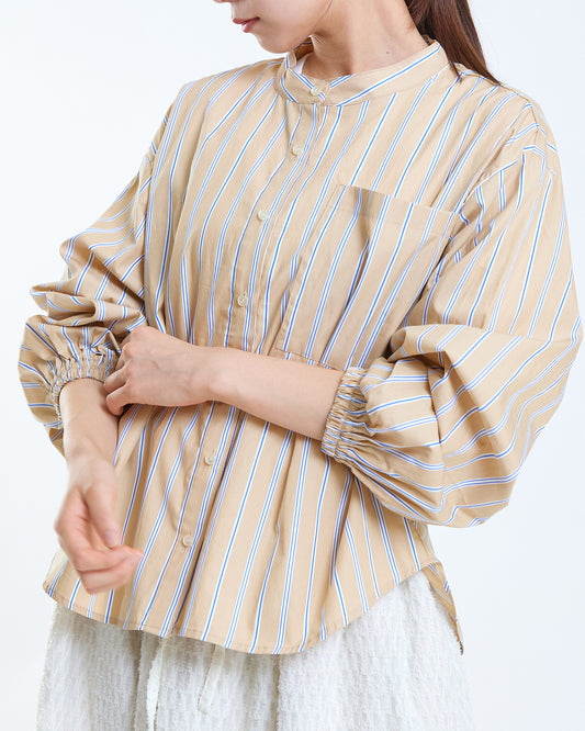 LILOU+LILY MULTI STRIPE BACK FRILL SHIRTS 2409YJ-0106