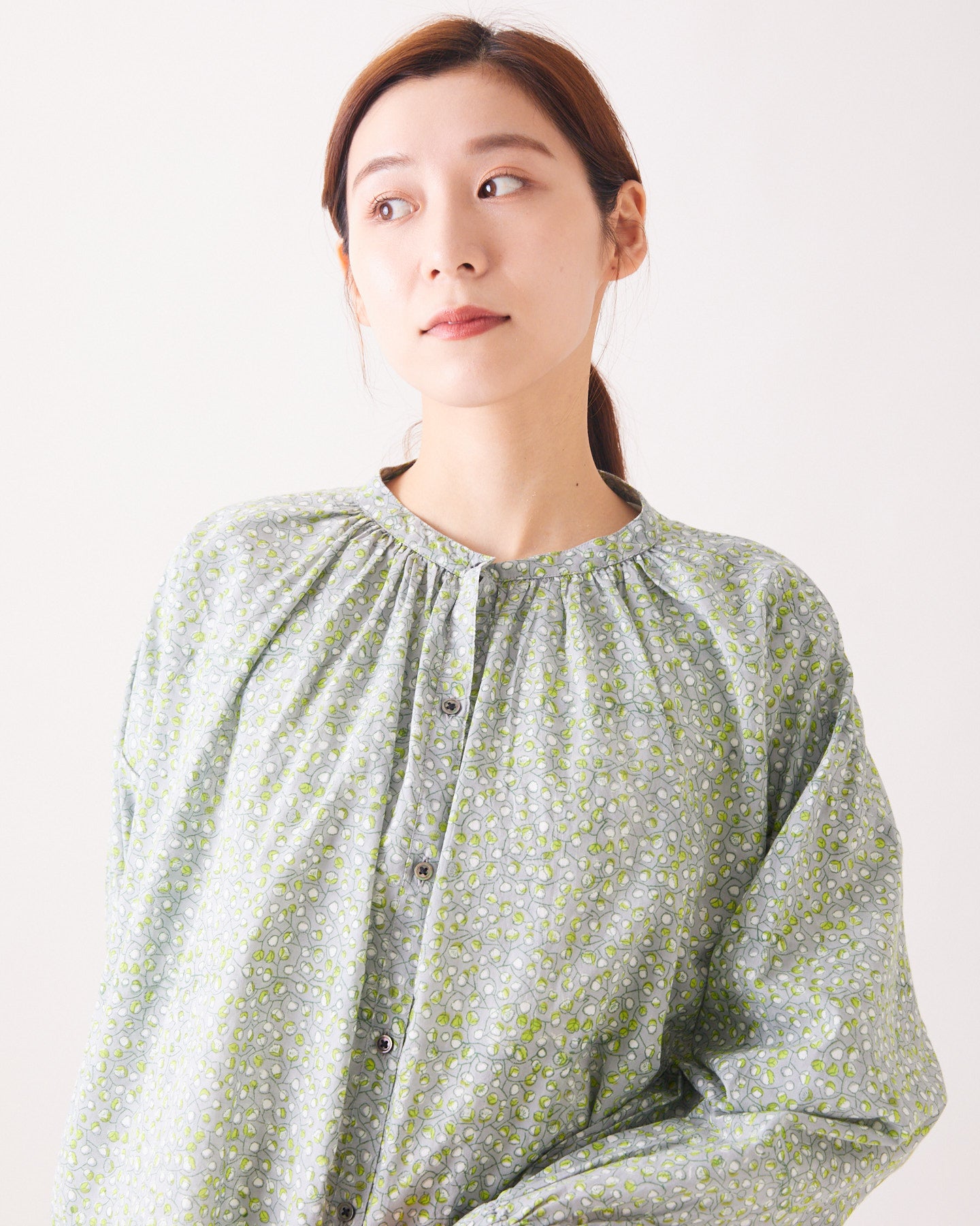 LILOU+LILY BLOCK PRINT GATHER SHIRTS 2409SJ-0303