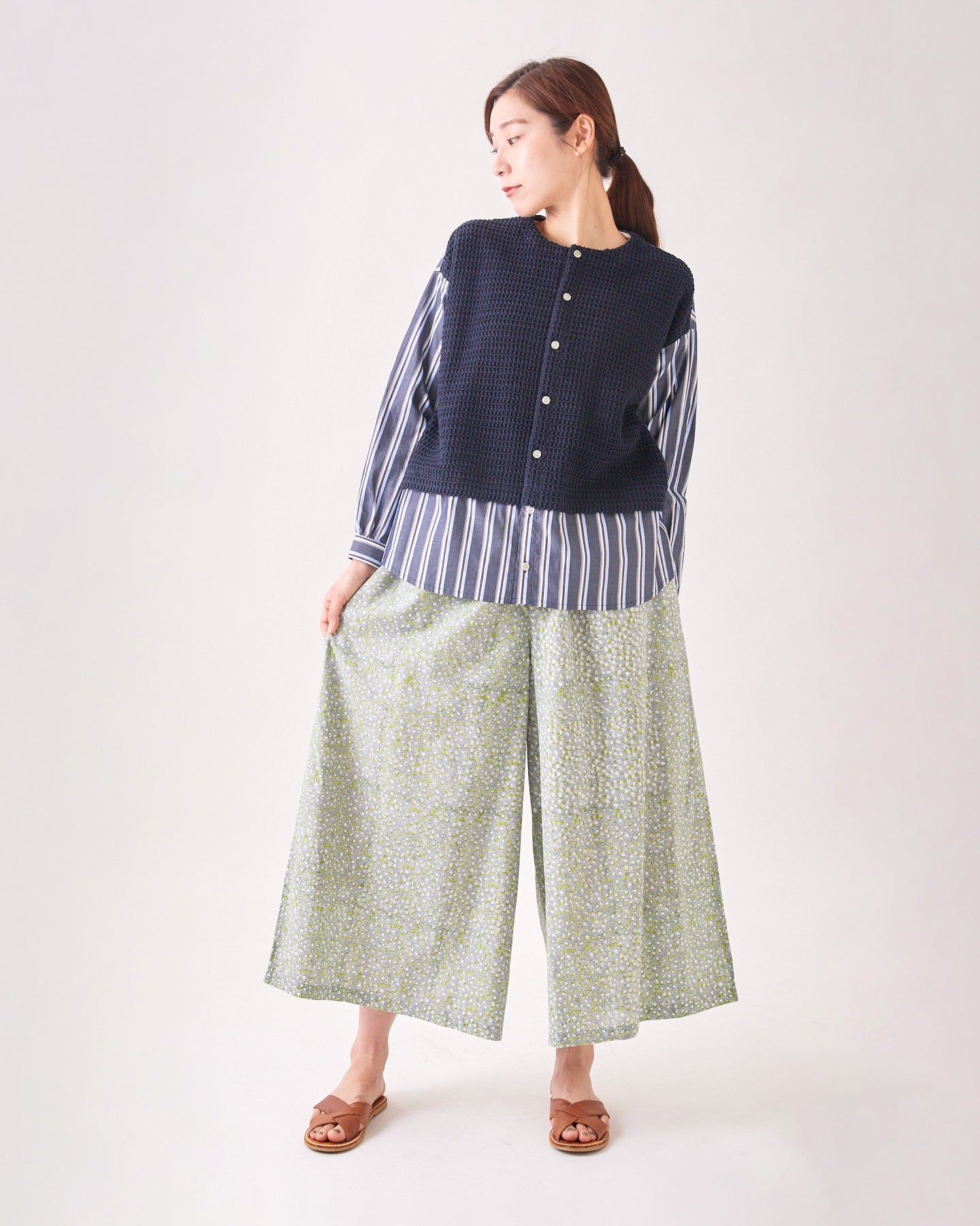 LILOU+LILY BLOCK PRINT WIDE PANTS 2409SJ-0305