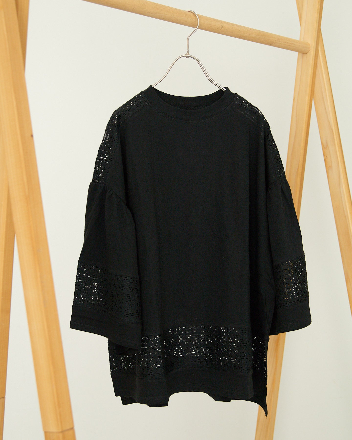 LILOU+LILY 30COTTON/LACE HALF SLEEVE TEE 2411FP-0318