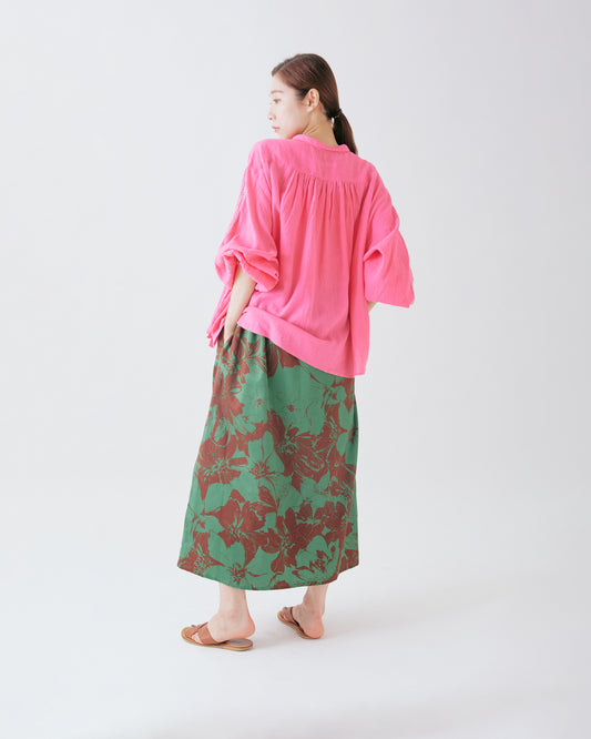 LILOU+LILY COTTON RAYON GATHER SKIRT 2409YJ-0226