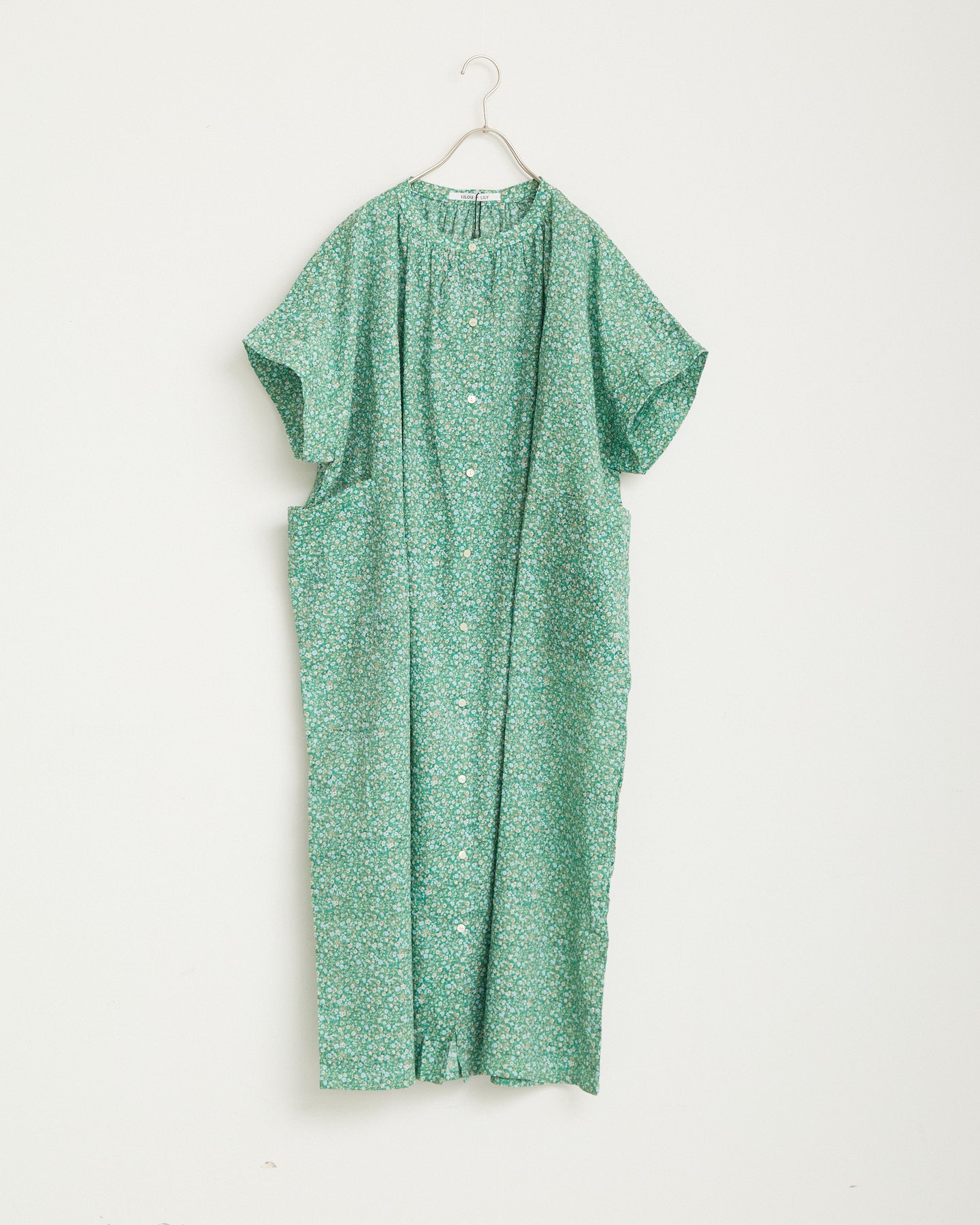 LILOU+LILY 80 LAWN FLOWER PRINT GATHER ONE-PIECE DRESS 2501FP-0411