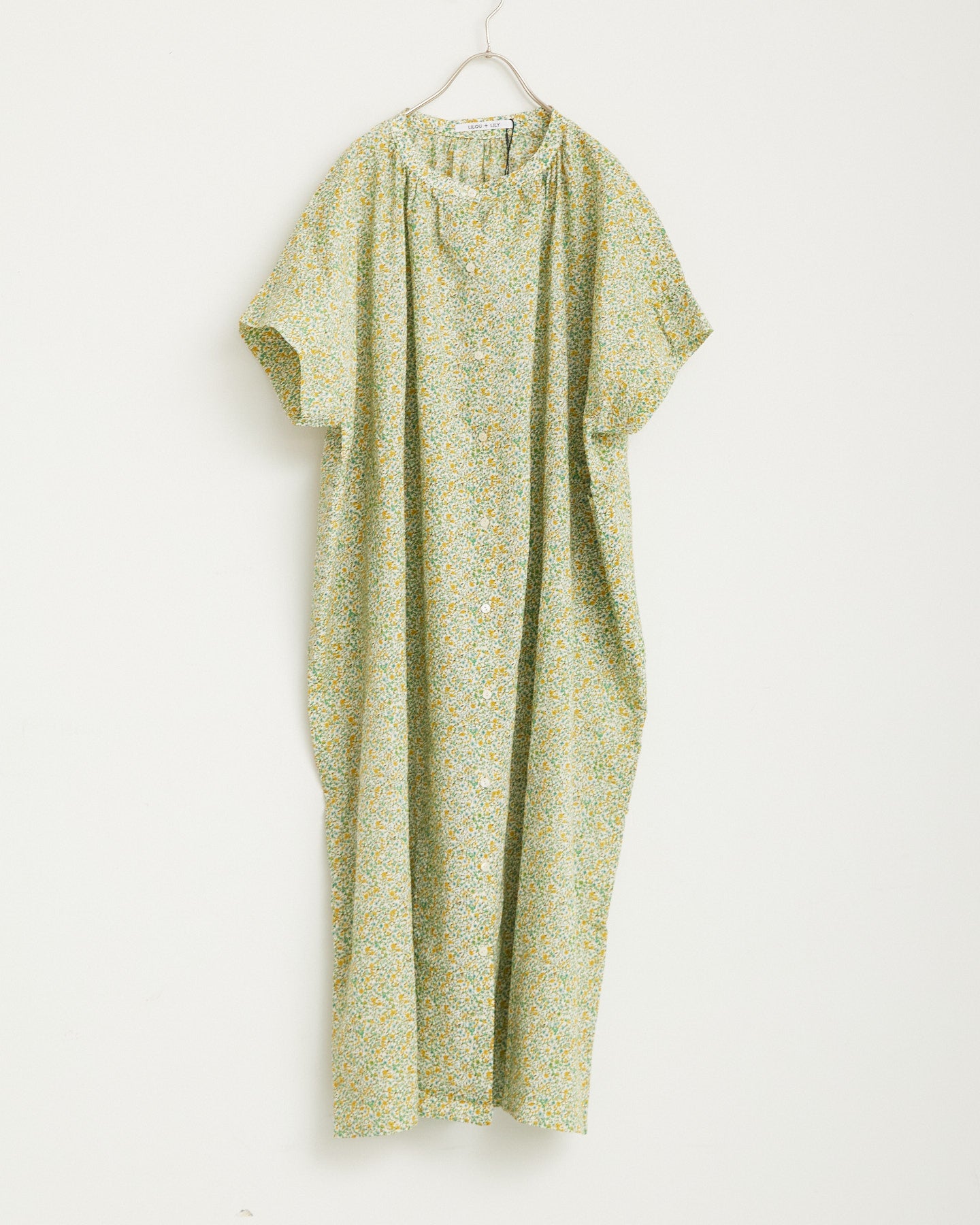 LILOU+LILY 80 LAWN FLOWER PRINT GATHER ONE-PIECE DRESS 2501FP-0411