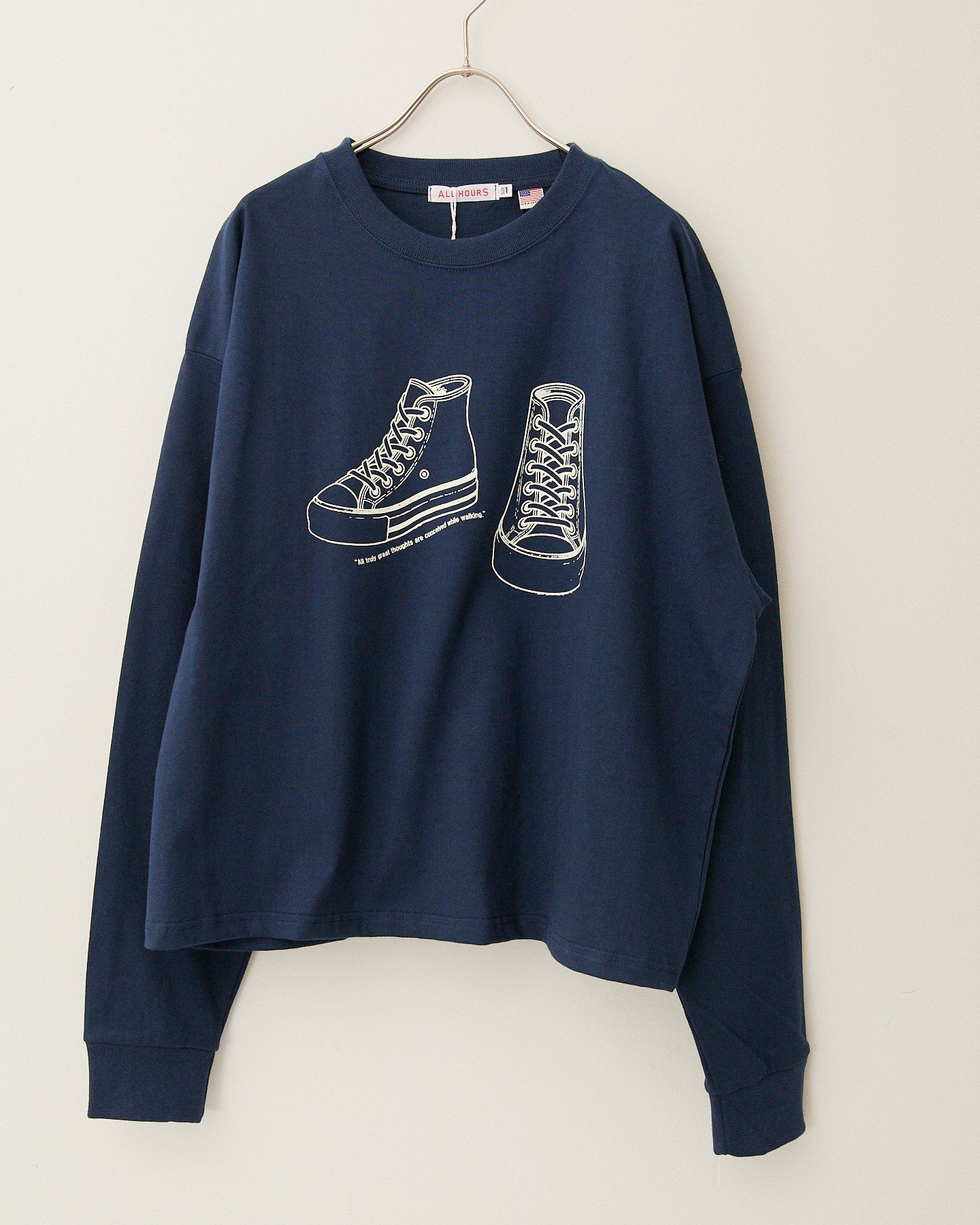 8.1オンス ヘビーコットン長袖Tシャツ~SHOES~ AH508-1005 /ALLHOURS オールアワーズ