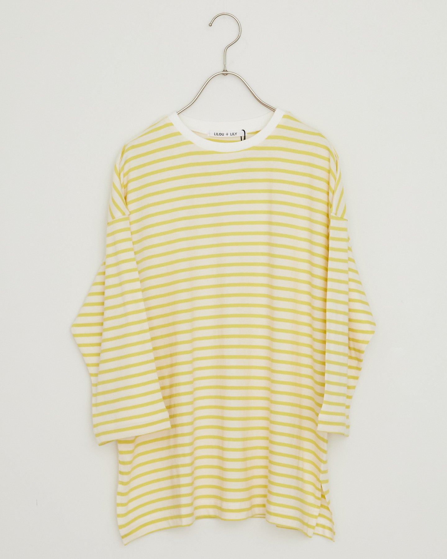 LILOU+LILY 30/1BORDER 6TH SLEEVE TEE 2501TS-0519
