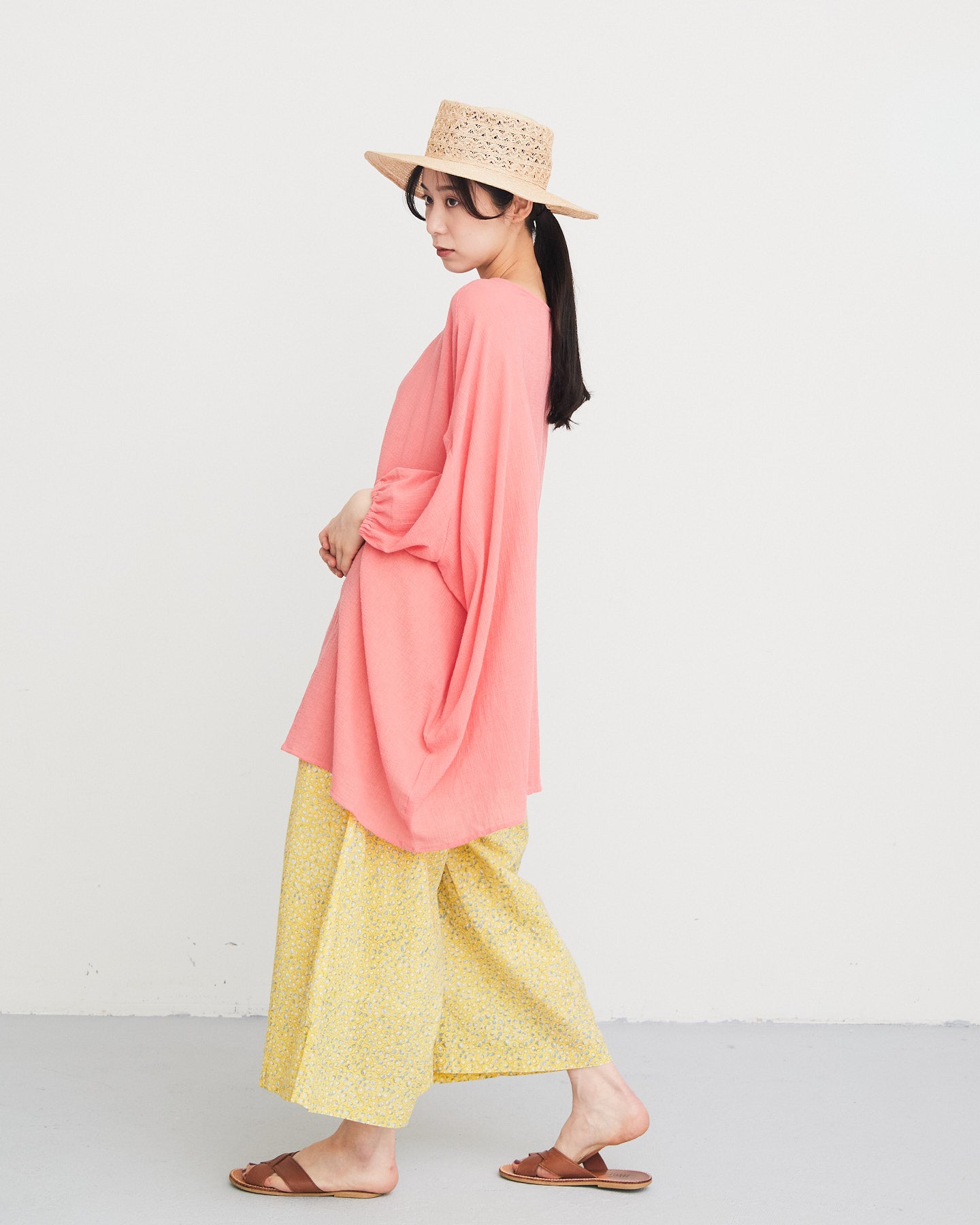 LILOU+LILY 30COTTON WAVY VOILE NO COLLER 2WAY TUNIC 2501FP-0404