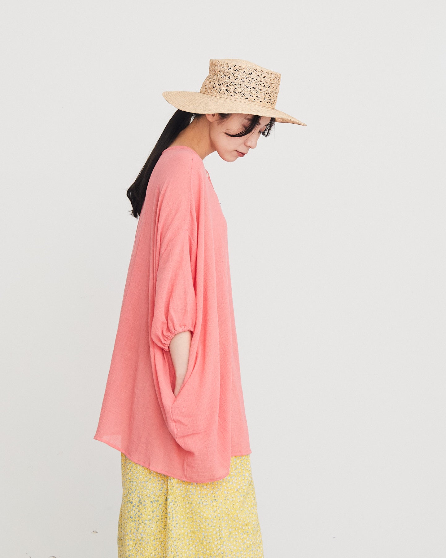 LILOU+LILY 30COTTON WAVY VOILE NO COLLER 2WAY TUNIC 2501FP-0404