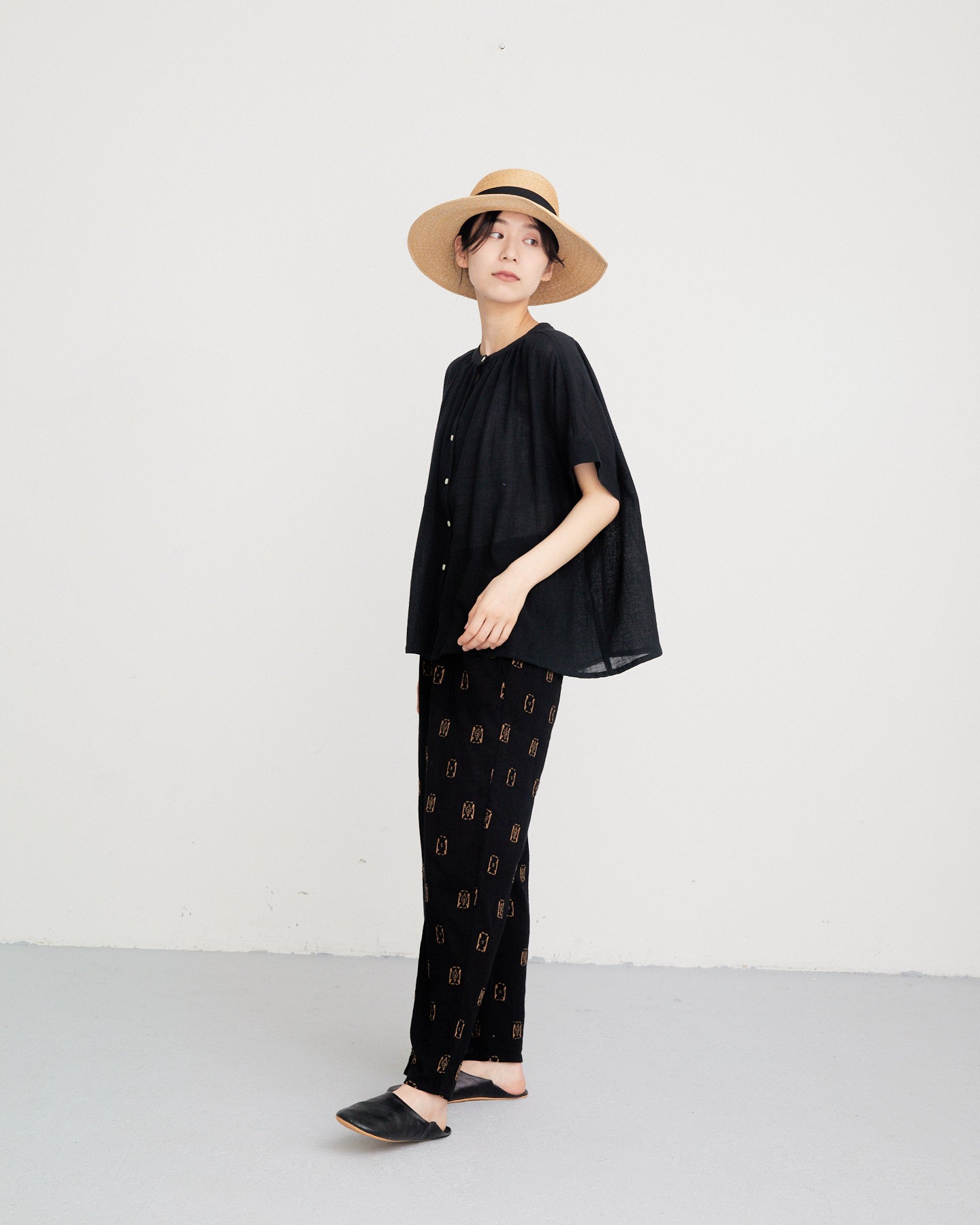LILOU+LILY 30COTTON WAVY VOILE WIDE GATHER BLOUSES 2501FP-0403