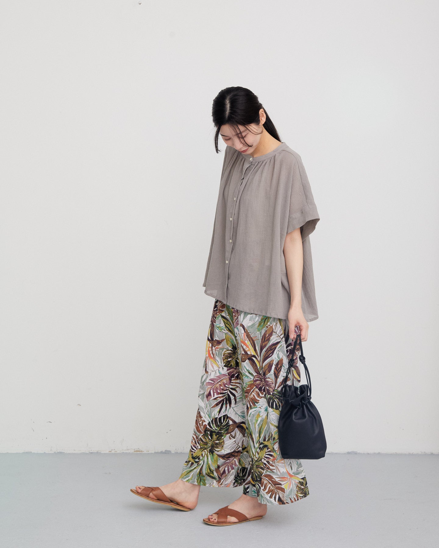 LILOU+LILY 30COTTON WAVY VOILE WIDE GATHER BLOUSES 2501FP-0403