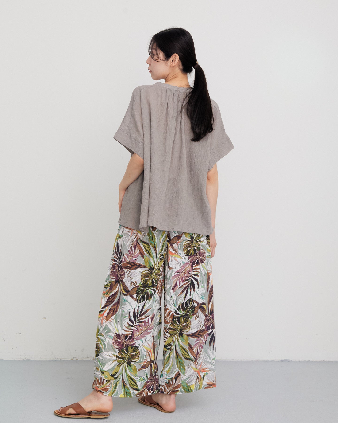 LILOU+LILY 30COTTON WAVY VOILE WIDE GATHER BLOUSES 2501FP-0403