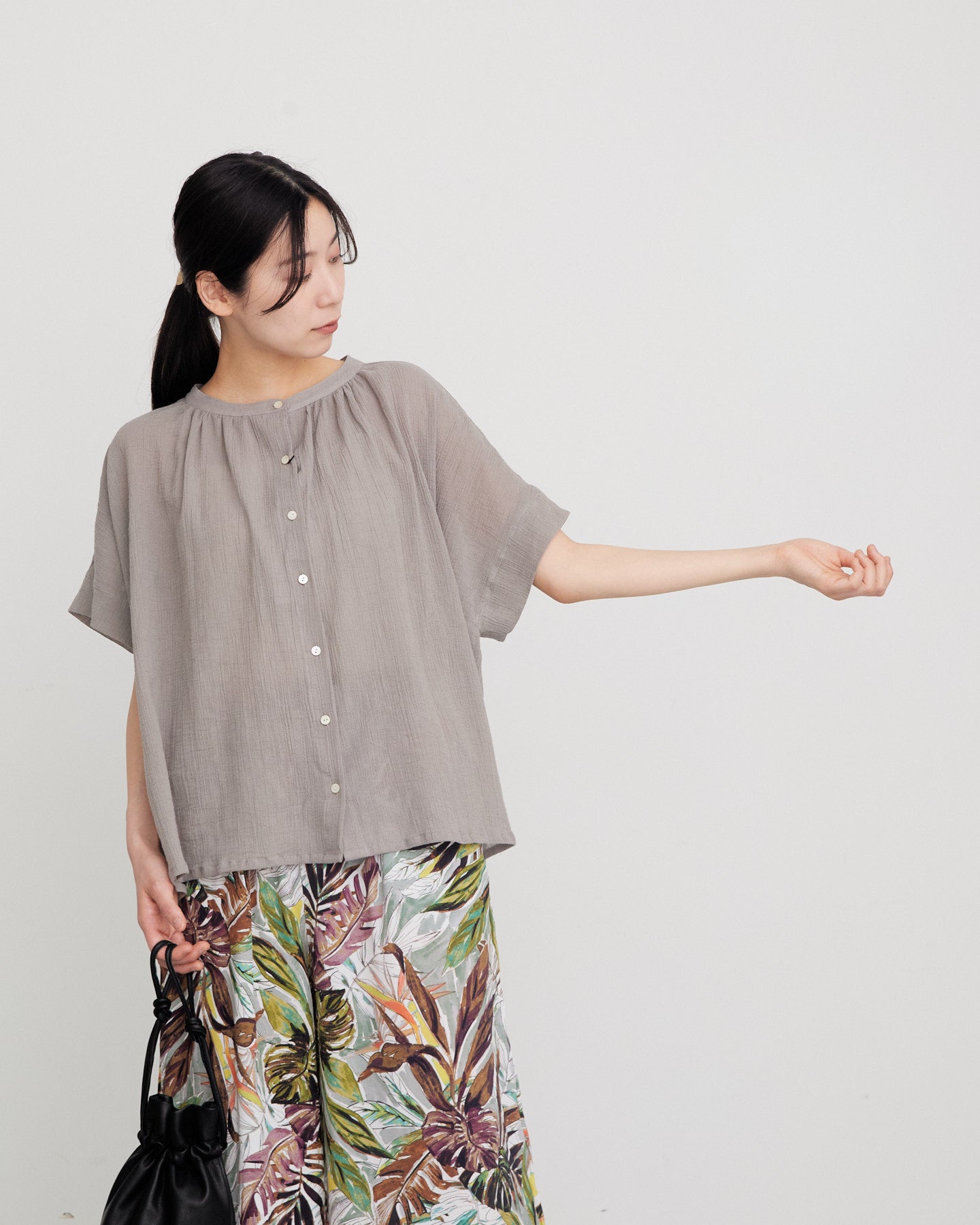 LILOU+LILY 30COTTON WAVY VOILE WIDE GATHER BLOUSES 2501FP-0403