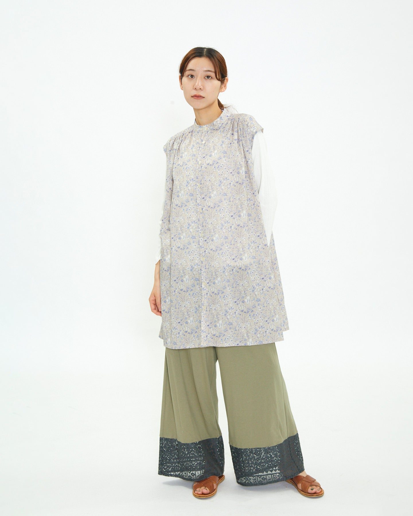 LILOU+LILY 30COTTON/LACE WIDE PANTS 2411FP-0319