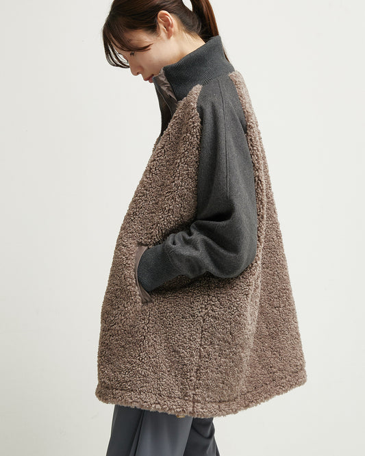 LILOU+LILY BOA/NYLON HALF COAT 2507YJ-1115