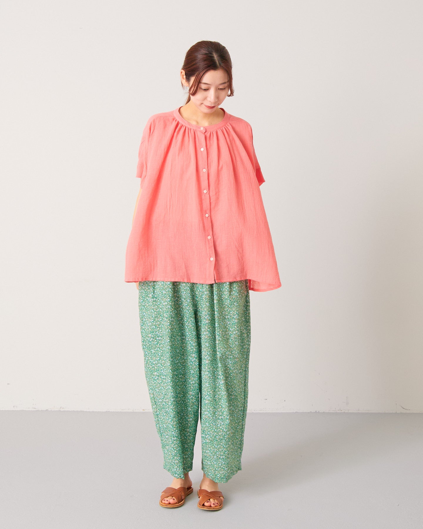 LILOU+LILY 30COTTON WAVY VOILE WIDE GATHER BLOUSES 2501FP-0403