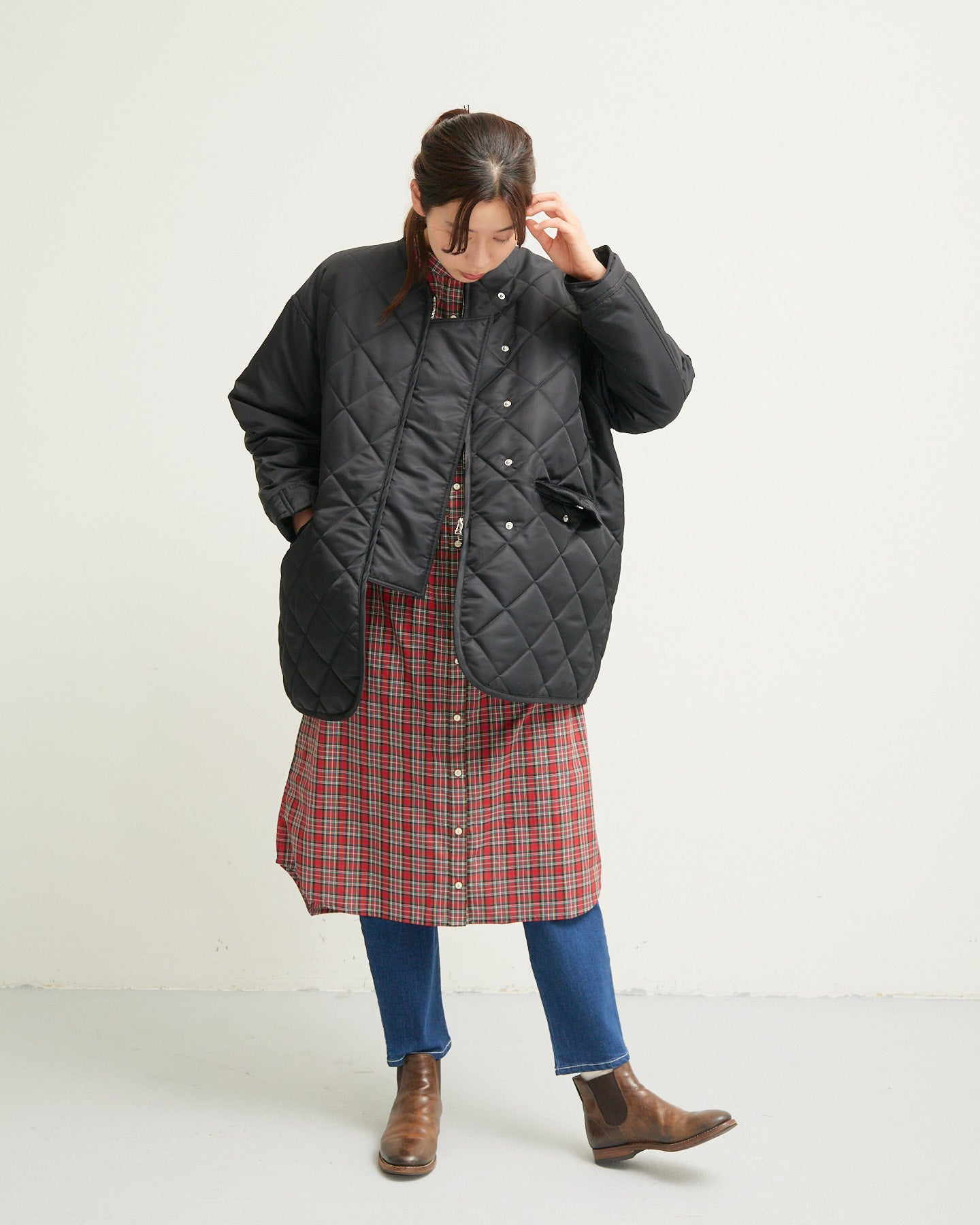 LILOU+LILY DIAMOND QUILT COAT 2405YJ-1030