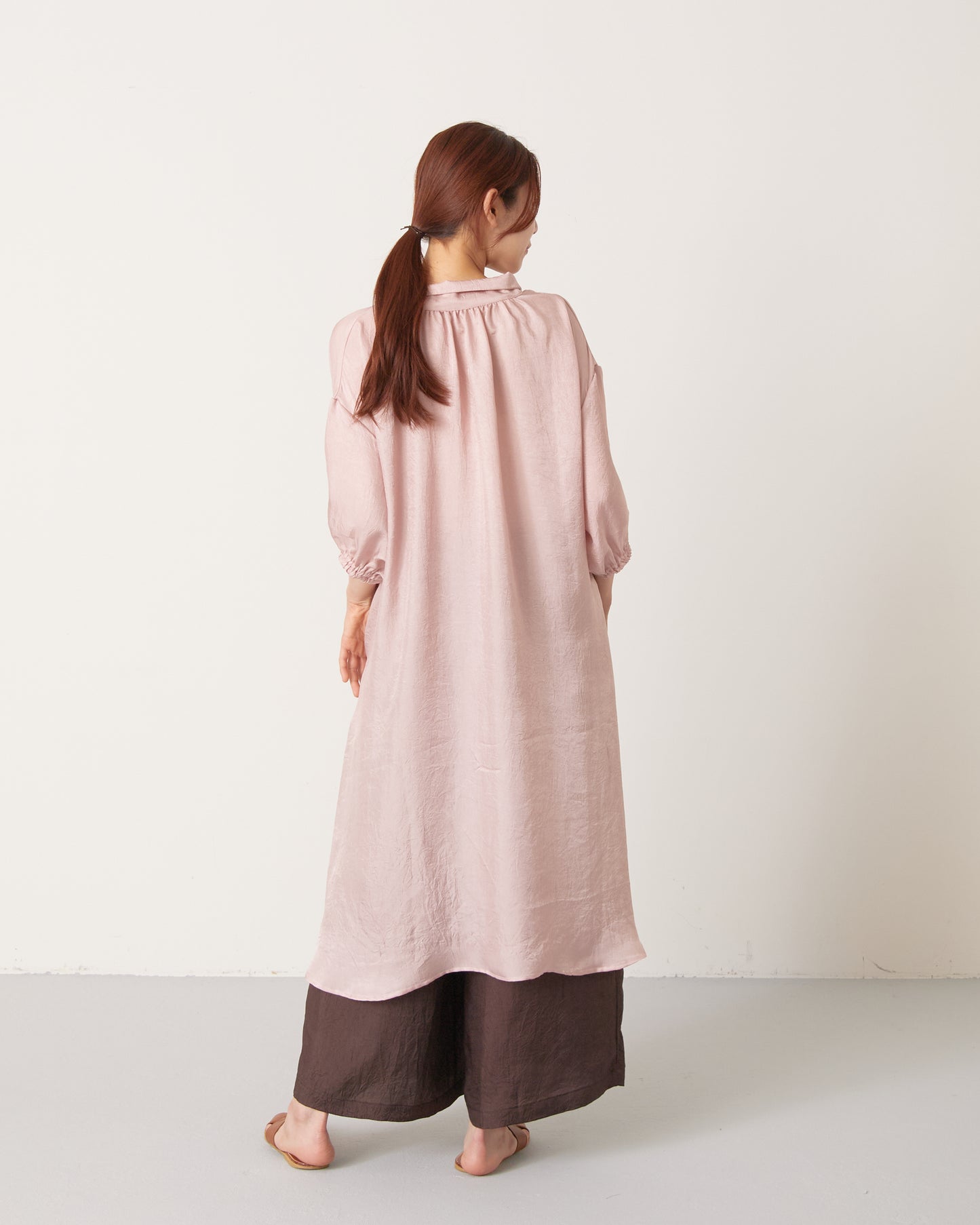 LILOU+LILY ACETATE FRENCH TWILL VINTAGE FINISH MOCK ONE-PIECE DRESS 2501FP-0506