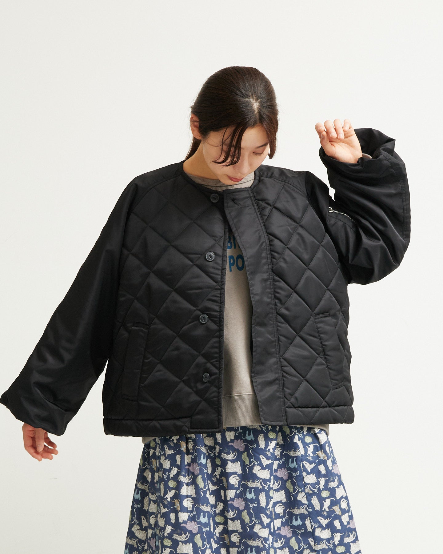 LILOU+LILY DIAMOND QUILT JACKET 2405YJ-1029
