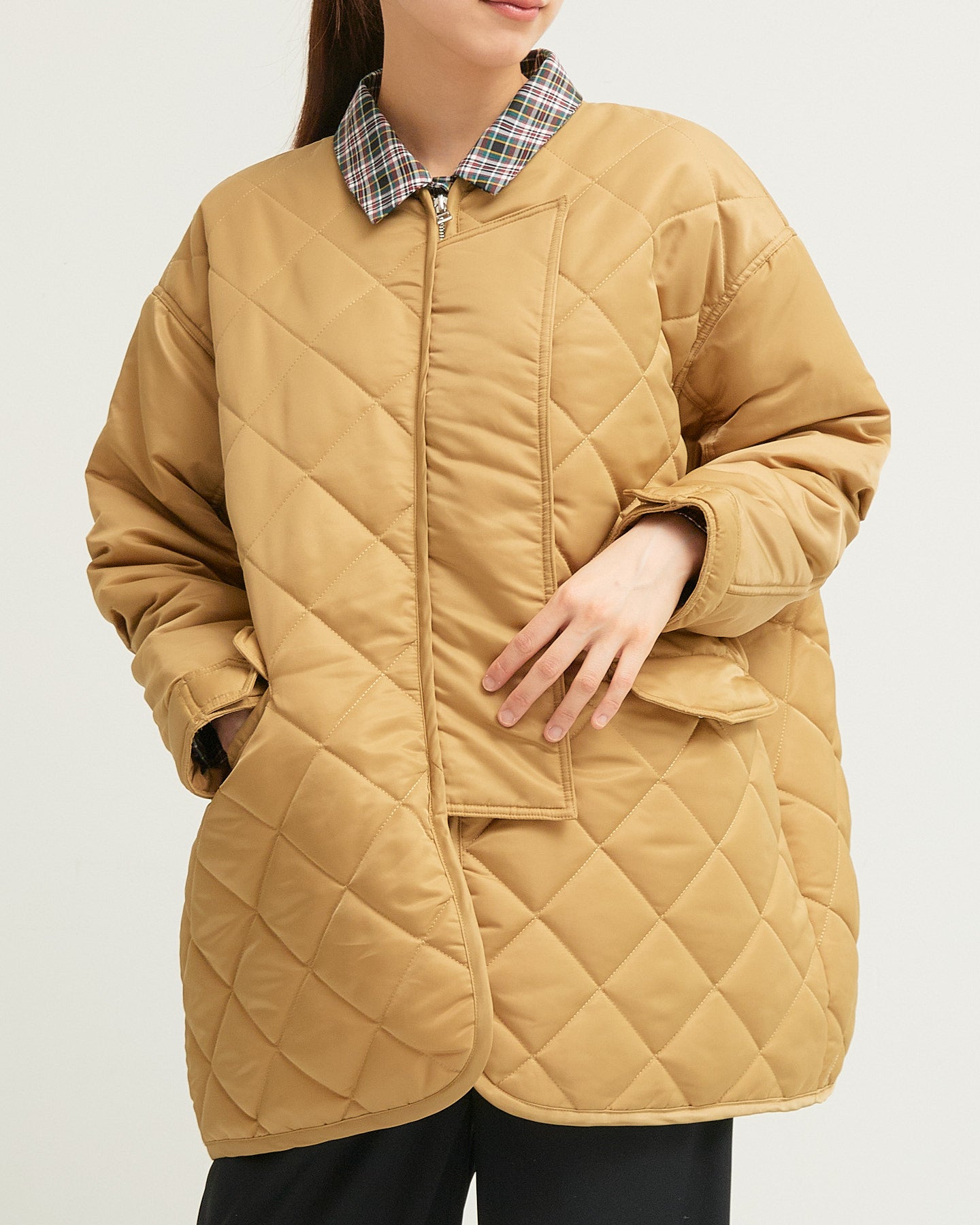 LILOU+LILY DIAMOND QUILT COAT 2405YJ-1030