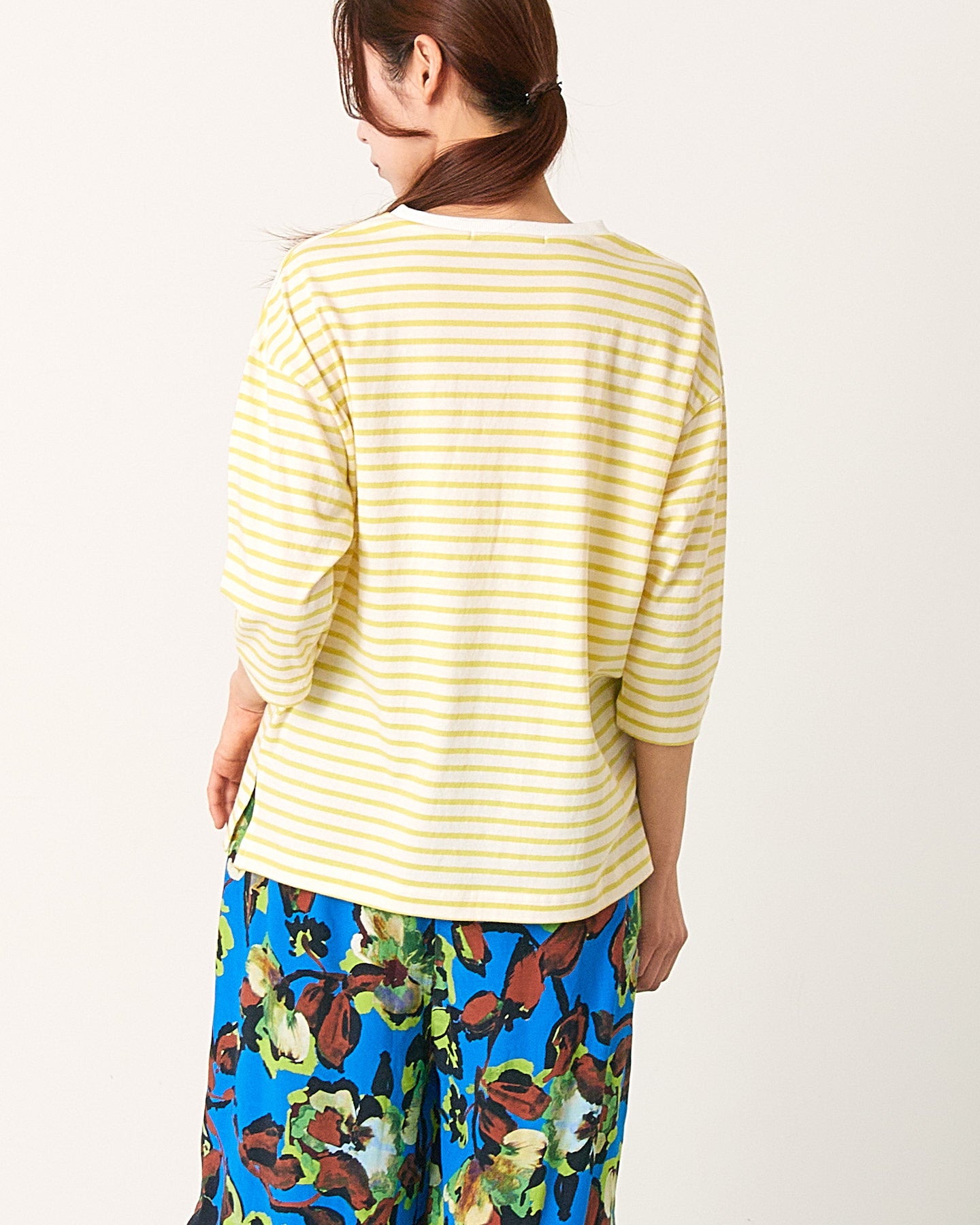 LILOU+LILY 30/1BORDER 6TH SLEEVE TEE 2501TS-0519