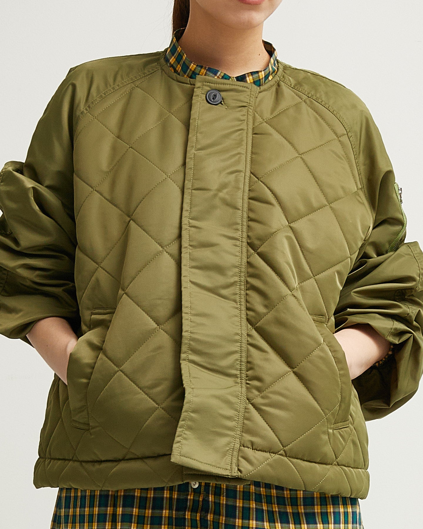 LILOU+LILY DIAMOND QUILT JACKET 2405YJ-1029