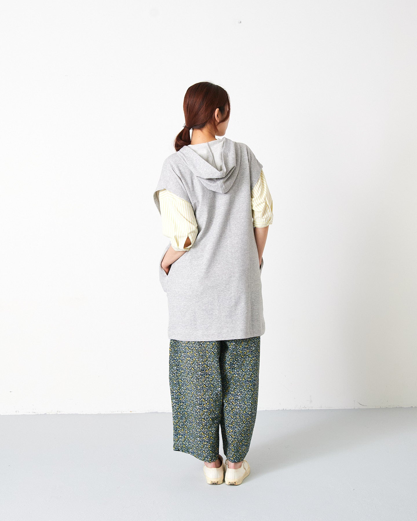 LILOU+LILY 40/20 MINI SWEAT HOODED LONG VEST 2501TS-0522