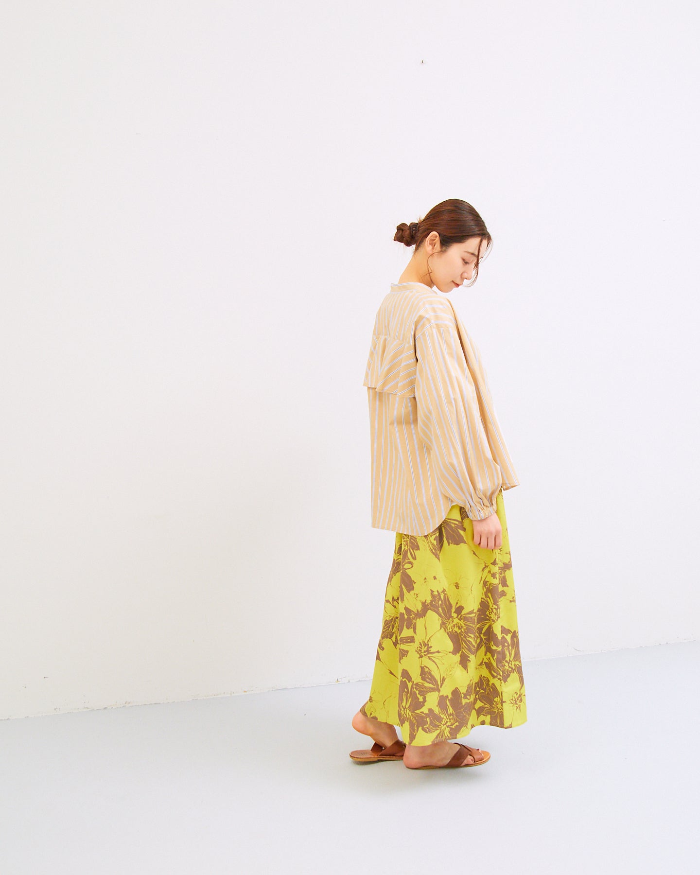 LILOU+LILY COTTON RAYON GATHER SKIRT 2409YJ-0226