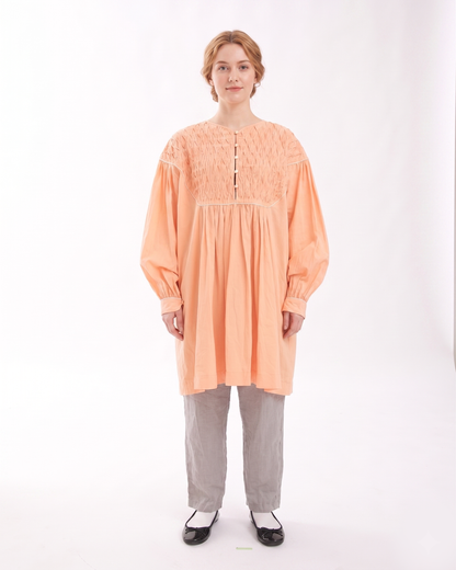 FAIRTRADE COTTON-SMOCKING TUNIC BLOUSES SJ-23061228 /LILOU&LILY ﾘﾙｱﾝﾄﾞﾘﾘｰ