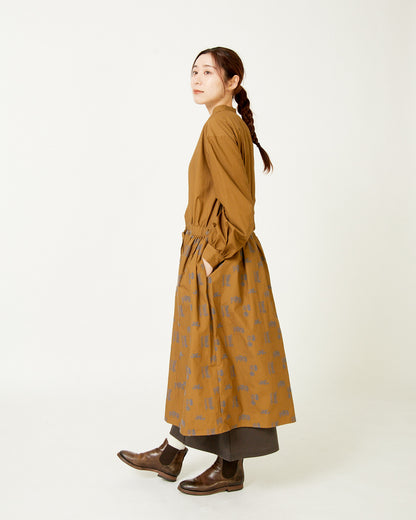 LILOU+LILY 50TYPEWRITER EMBROIDERY ONE-PIECE DRESS 2503FP-0805