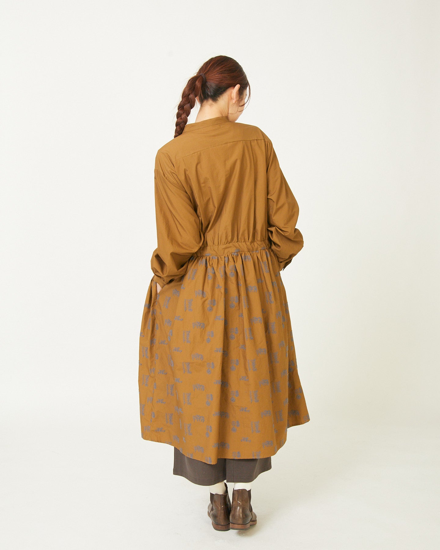 LILOU+LILY 50TYPEWRITER EMBROIDERY ONE-PIECE DRESS 2503FP-0805