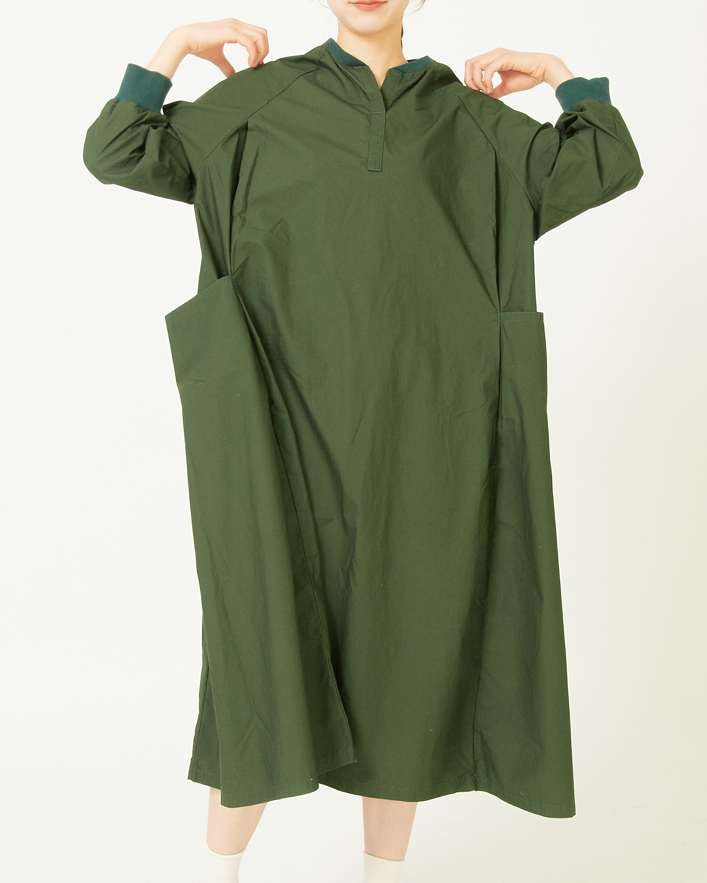 ALLHOURS COTTON RIB WASH OUT ONE-PIECE DRESS AH503-0813