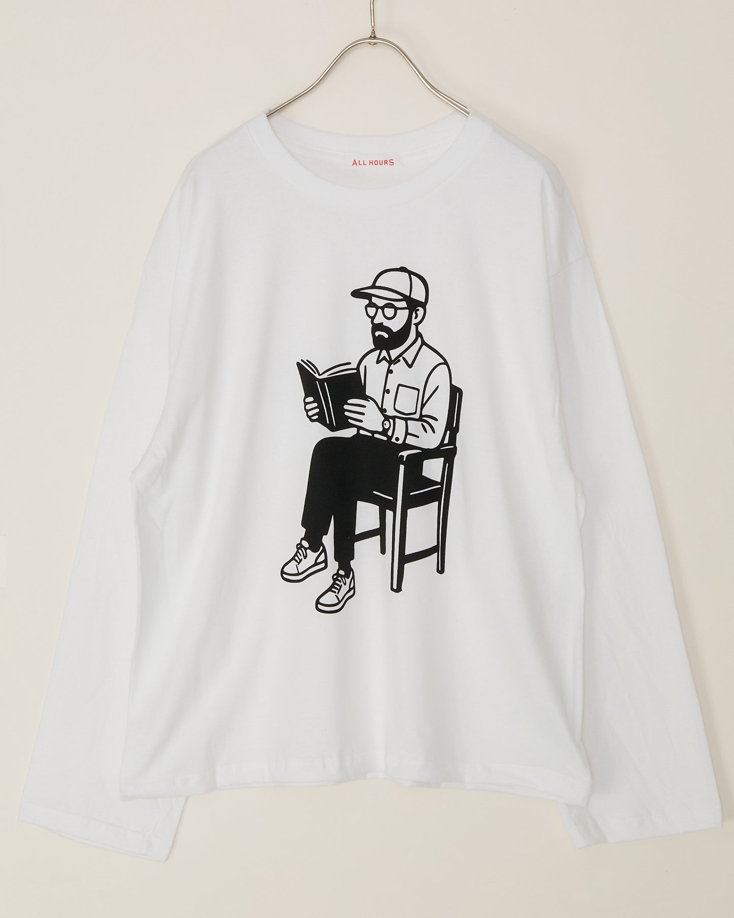 6.0オンス 長袖Ｔシャツ-BOOK LOVER- AH510-0101 /ALLHOURS ｵｰﾙｱﾜｰｽﾞ