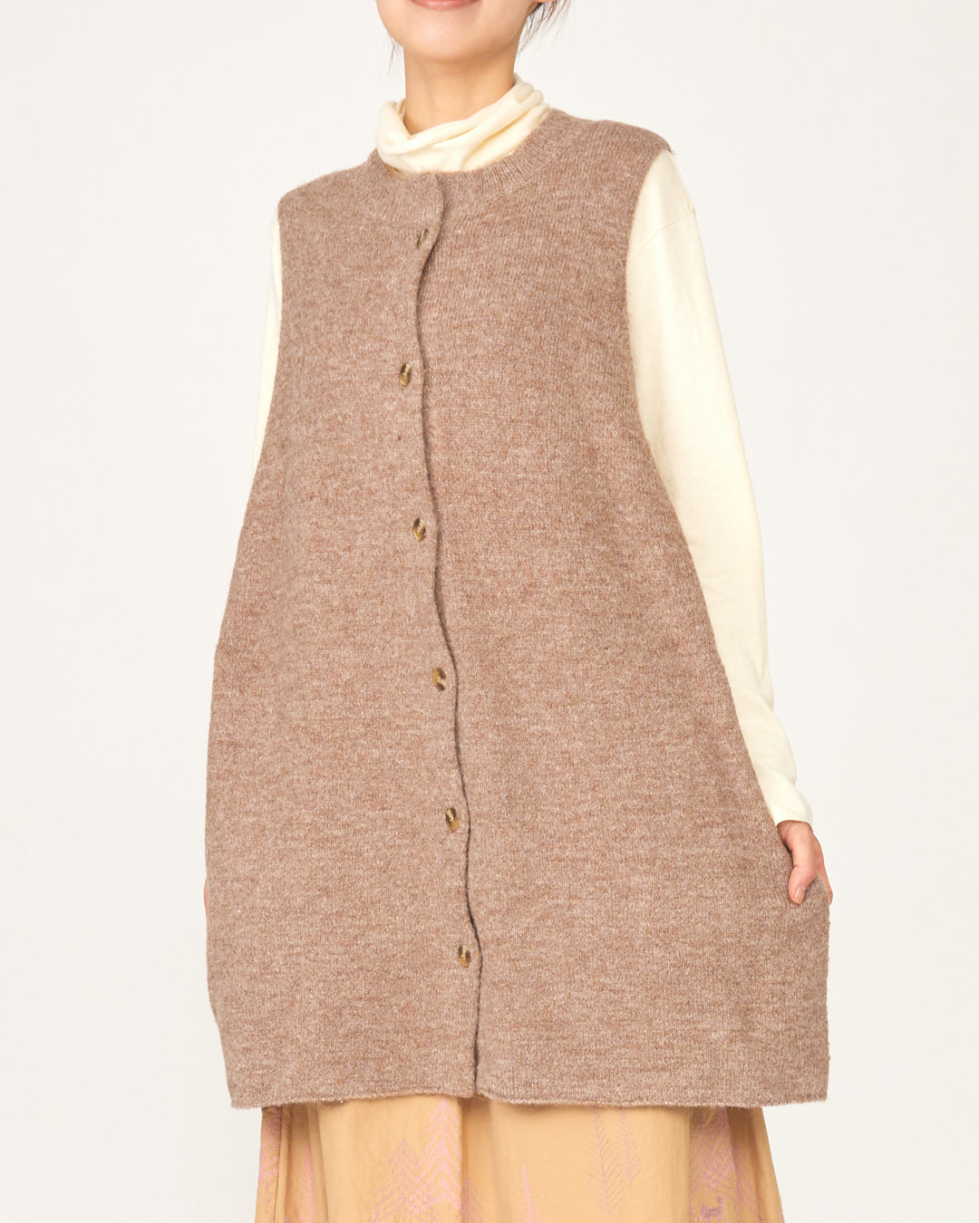 LILOU+LILY ALPACA KNIT LONG VEST 2405YO-1025