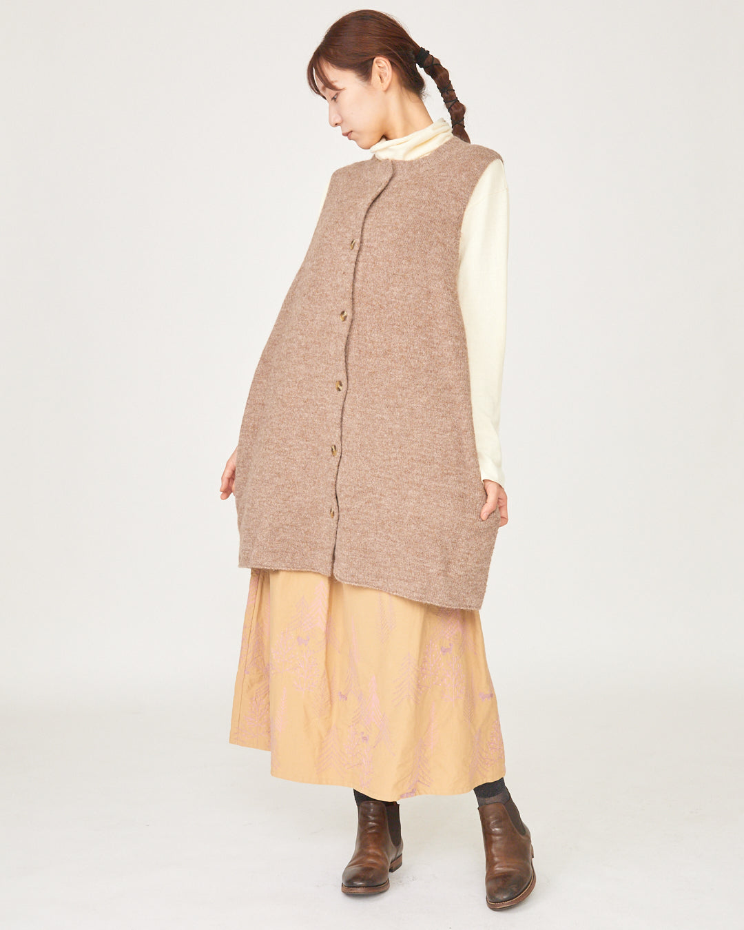 LILOU+LILY ALPACA KNIT LONG VEST 2405YO-1025