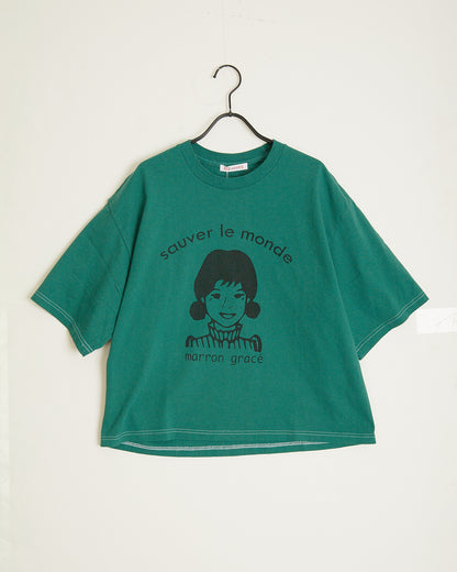 ALL HOURS 6OZ MIDI WEGHT GARMENT DYED "sauver le monde" AH403-0713