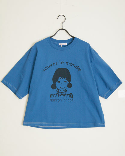 ALL HOURS 6OZ MIDI WEGHT GARMENT DYED "sauver le monde" AH403-0713