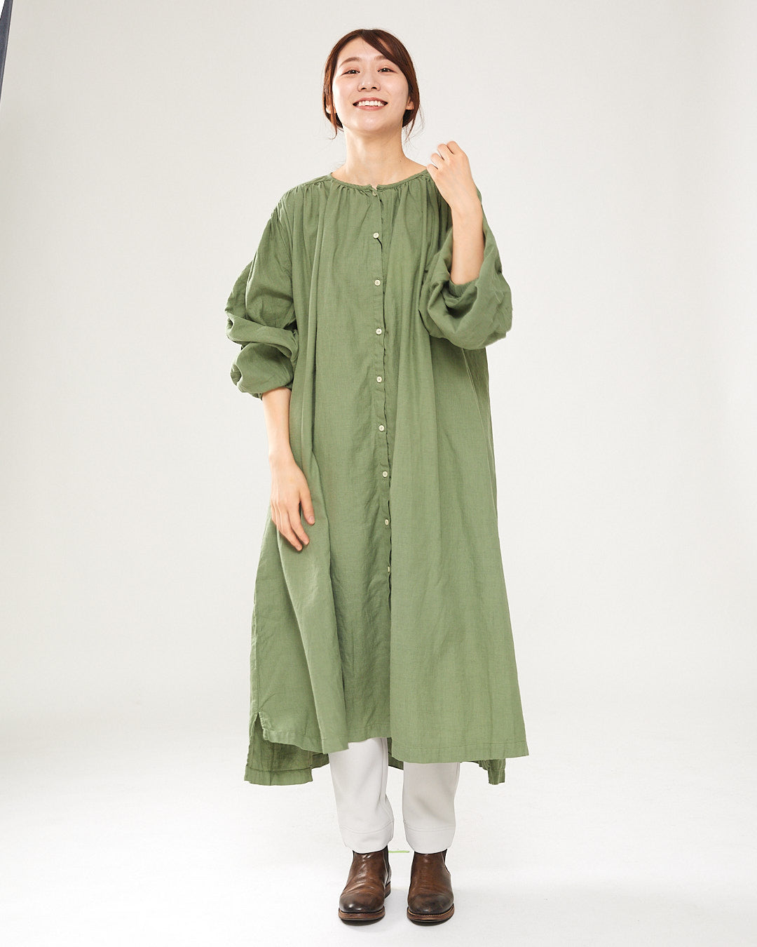 LILOU+LILY COTTON/WOOL garment dyed ONE-PIECE DRESS 2403YJ-0802