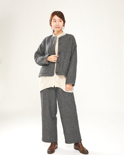 LILOU+LILY RECYCLE WOOL tweed pinhead STRAIGHT PANTS　2403YJ-0810