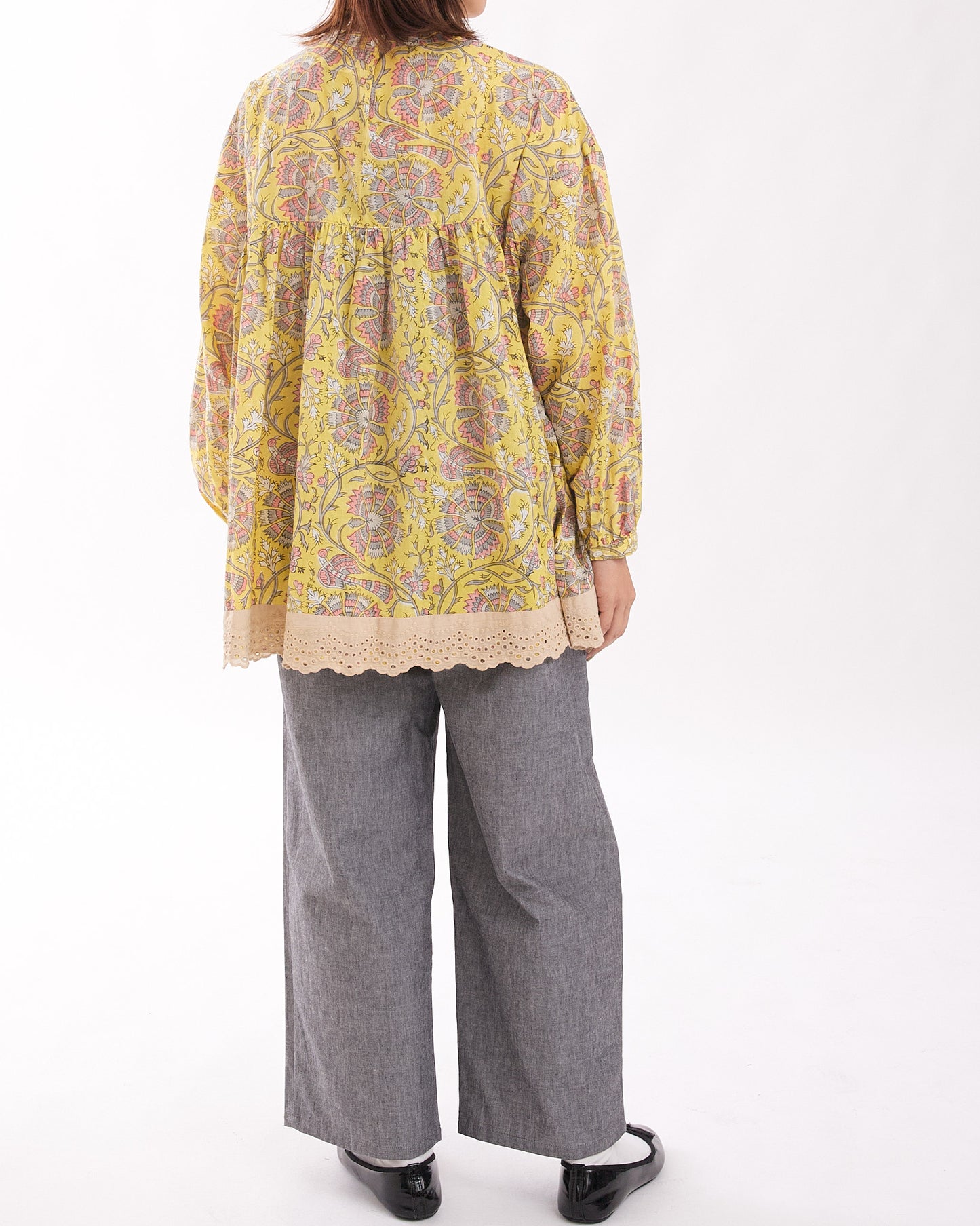 60S CAMBRICK WITH BLOCK PRINT PULLOVER 2308SJ-0303 /LILOU&LILY ﾘﾙｱﾝﾄﾞﾘﾘｰ